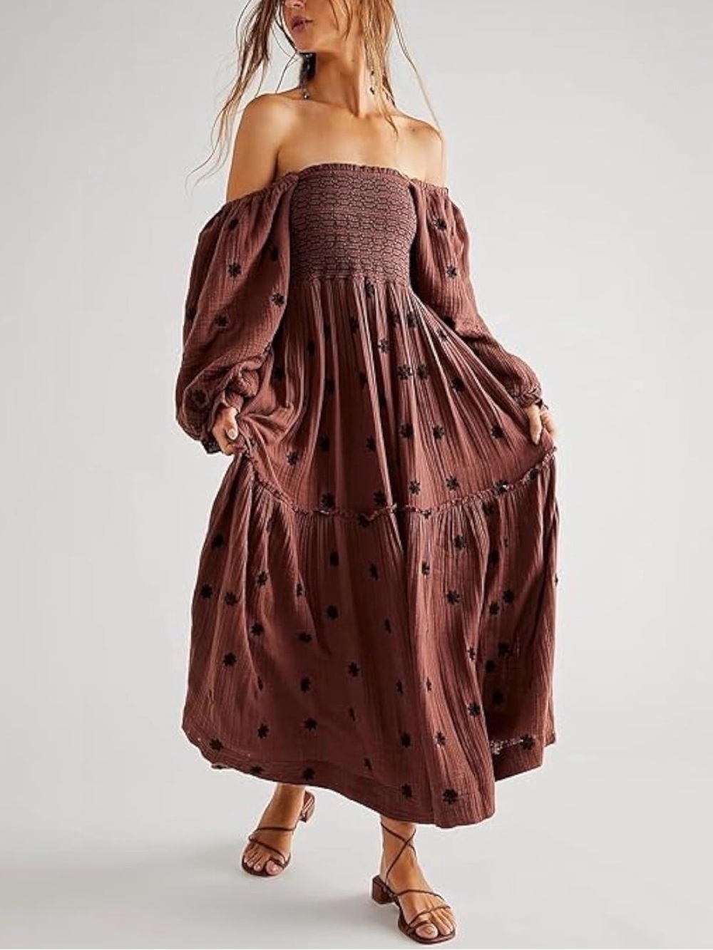 NWOT embroidered floral midi dress